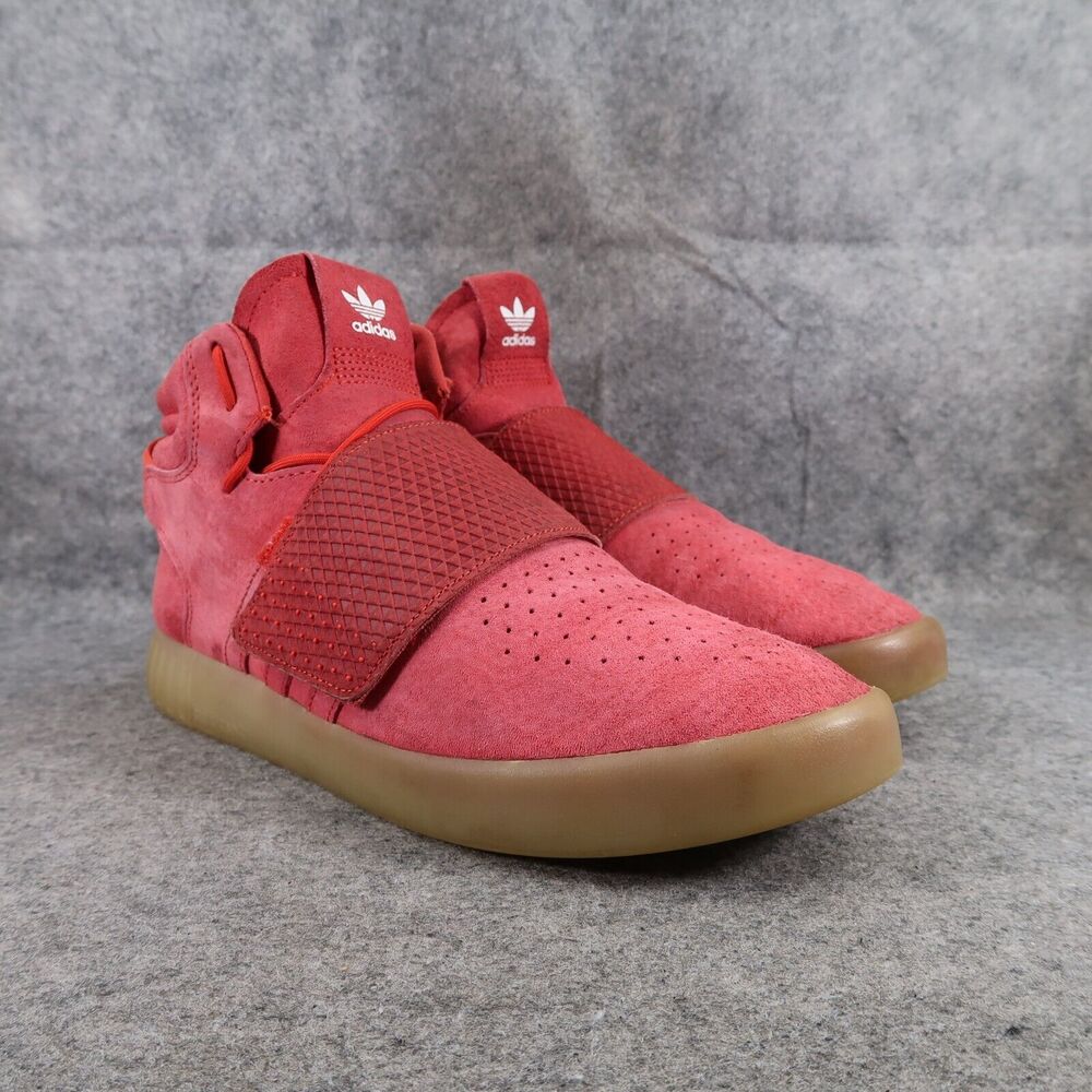 Adidas Shoes Mens 11 Sneakers Athletic Strap Trainer Tubular Invader Leather Red